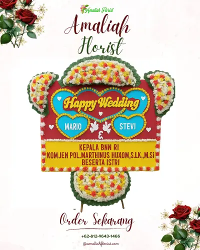 Karangan Papan Bunga Pernikahan di Amplas